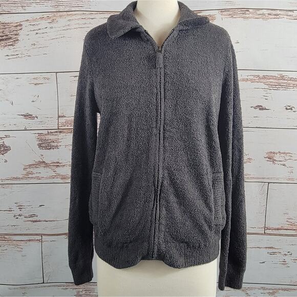Barefoot Dreams Cozychic Lite Full Zip Sweater Grey Size Medium - Picture 1 of 6